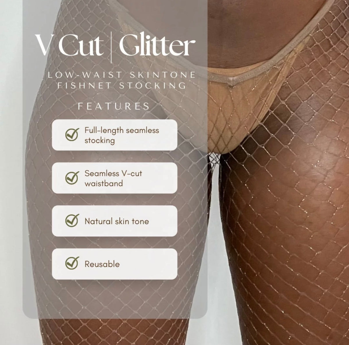 V-Cut Glitter Fishnets – Glam Box VI