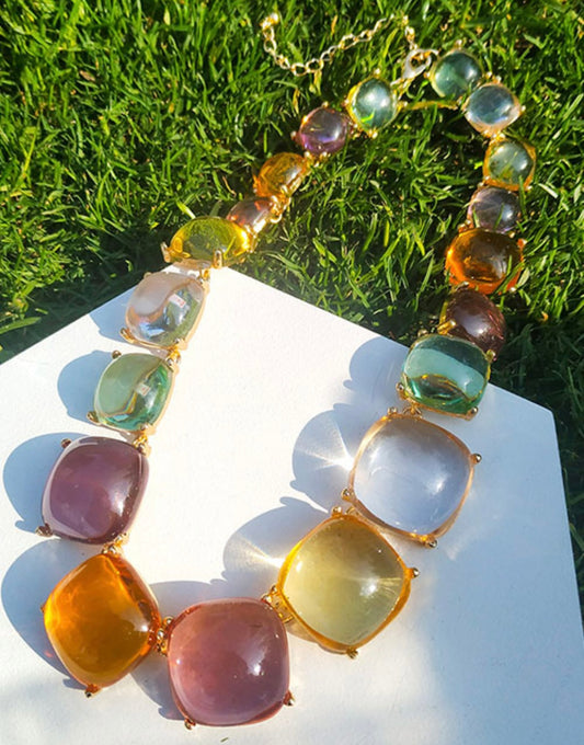 Rainbow Resin Necklace Set