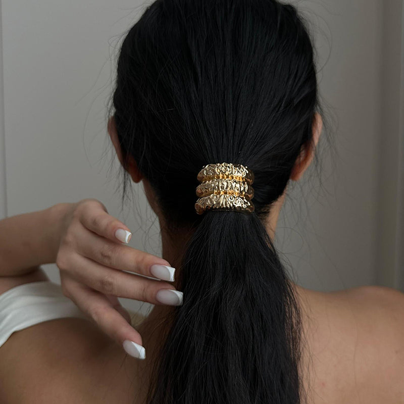 Hammered Gold Hair Tie