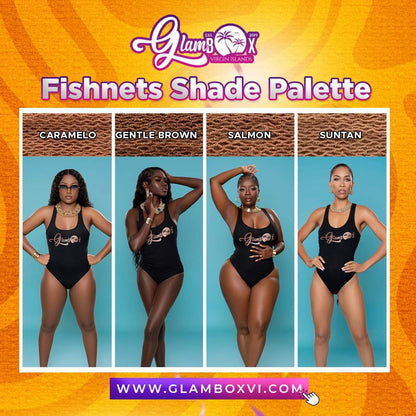 Plus Size Small Weft Fishnets (Caramelo, Salmon, Gentle Brown)