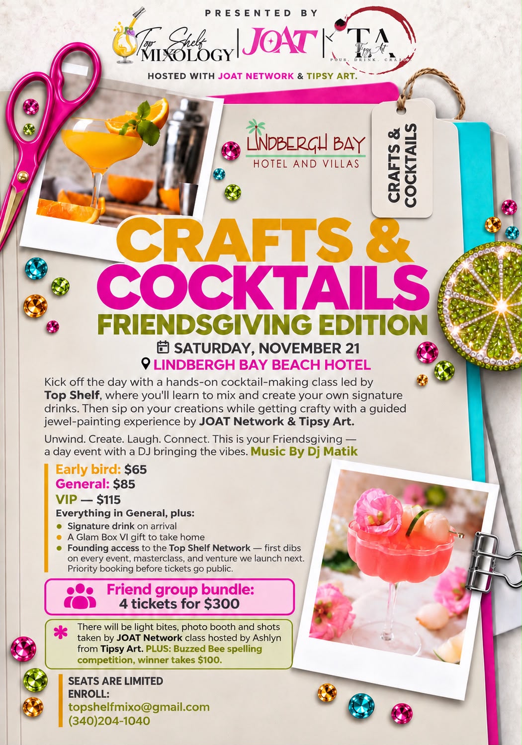 Crafts & Cocktails Friendsgiving flyer