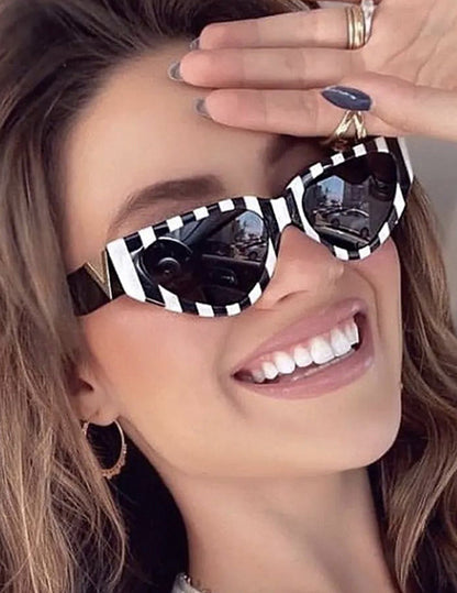 On Point Cat-Eye Sunglasses (Black/White)