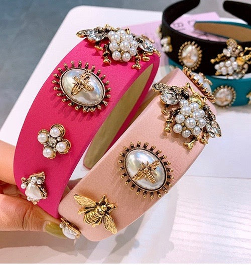 Bee Rhinestones Pearl Headband