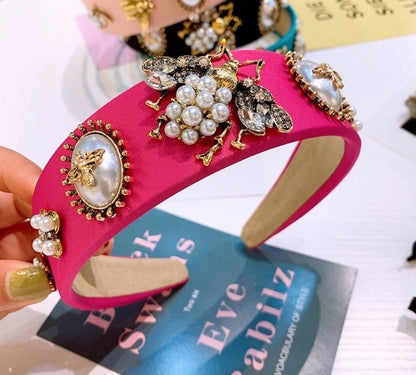 Bee Rhinestones Pearl Headband