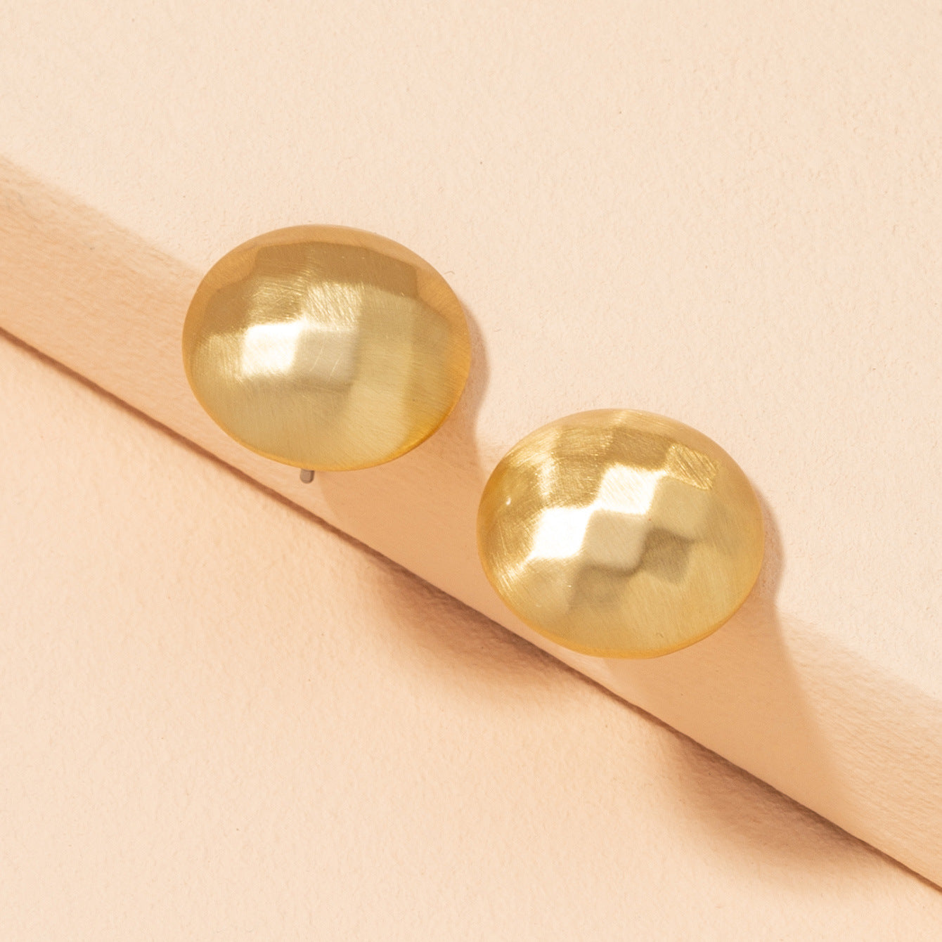 Gold Faceted Dome Stud Earrings