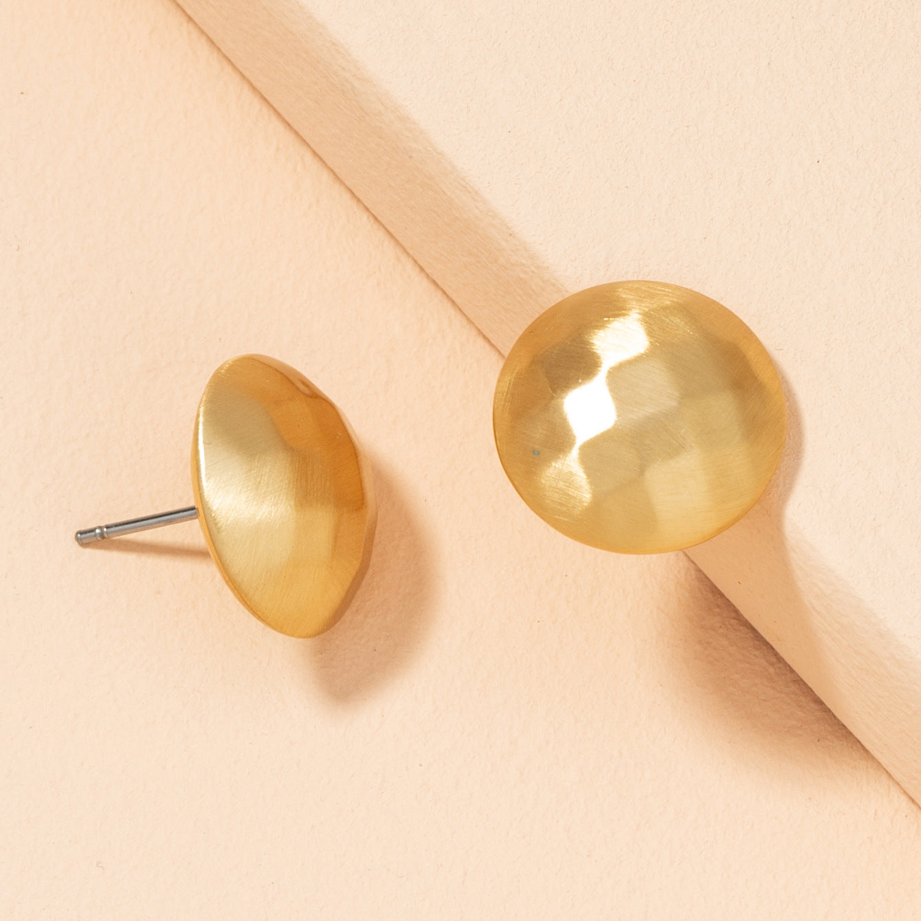 Gold Faceted Dome Stud Earrings