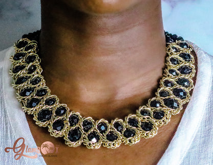 Black and Gold Statement Necklace