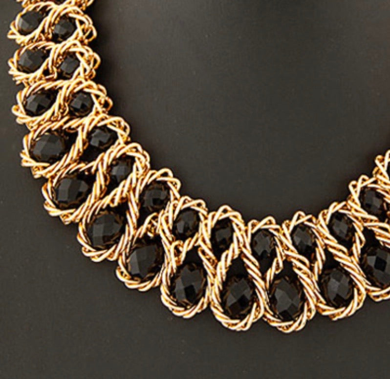 Black and Gold Statement Necklace
