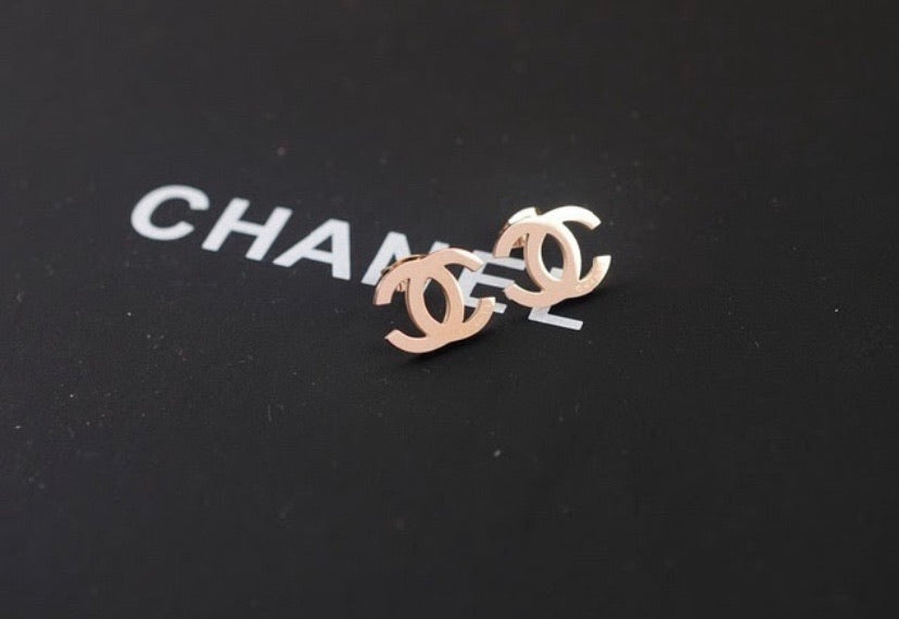 Chanel Earrings CC Studs in Silver with Crystals, New in Box GA001